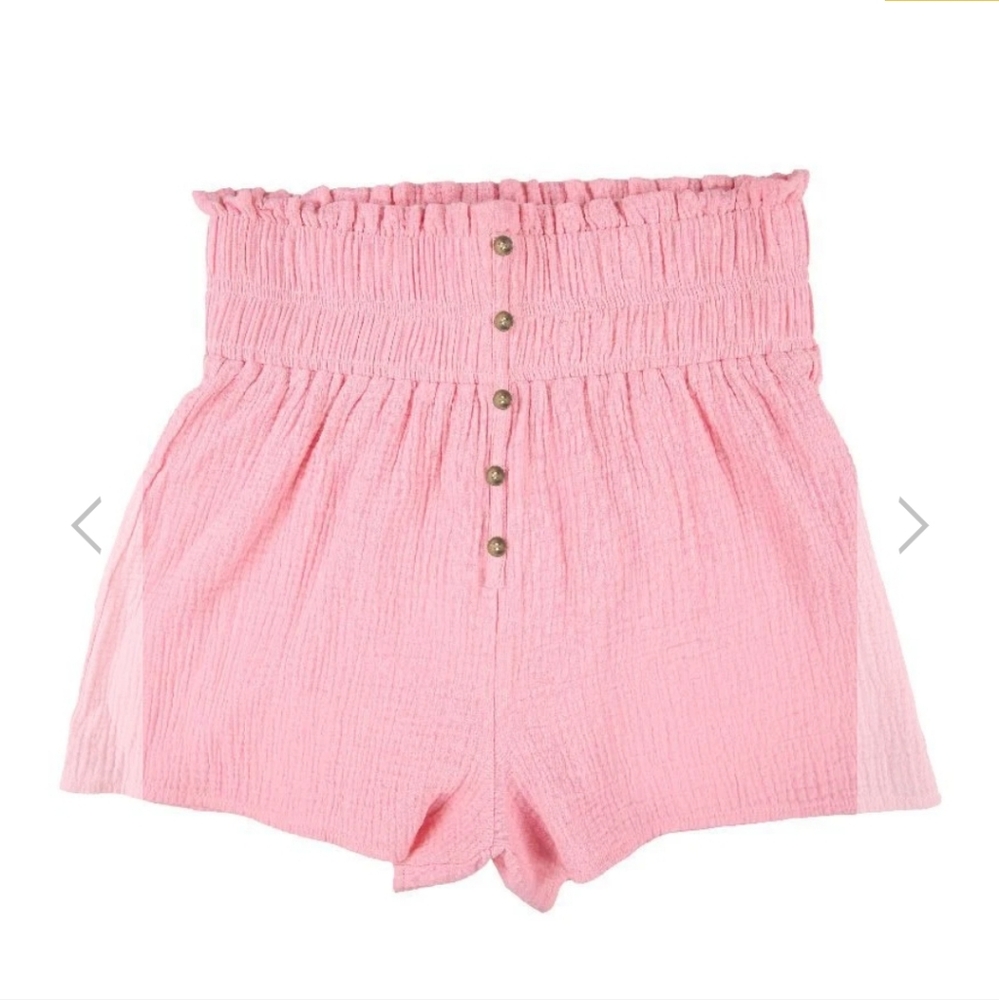 NEW Simply Southern Taffy Pink‎ High-Waisted Button Shorts Size Medium/Large